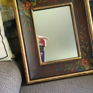International Bazaar Artistic Moments Hand Painted Floral Mirror